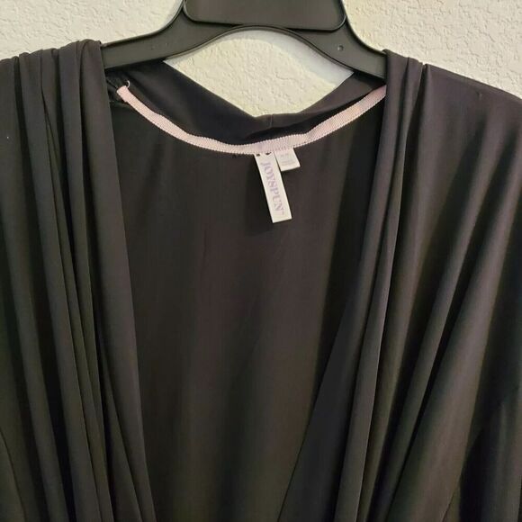 Joyspun Women's Black Soft Knit Robe With Pockets, Size (2X-3X) - Picture 4 of 10